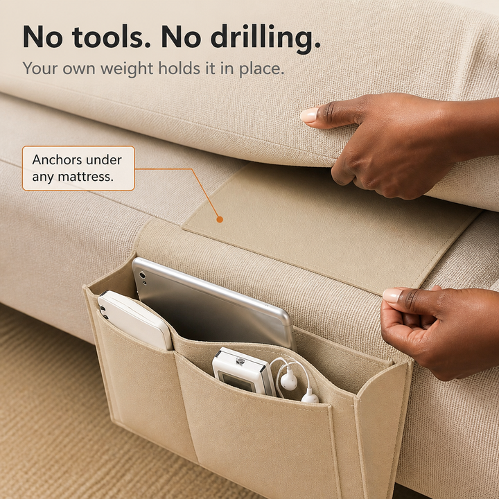 Bedvira – Under-Mattress Hanging Bedside Storage Caddy