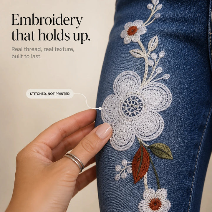 Florenza – Floral Embroidered High-Waisted Jeans