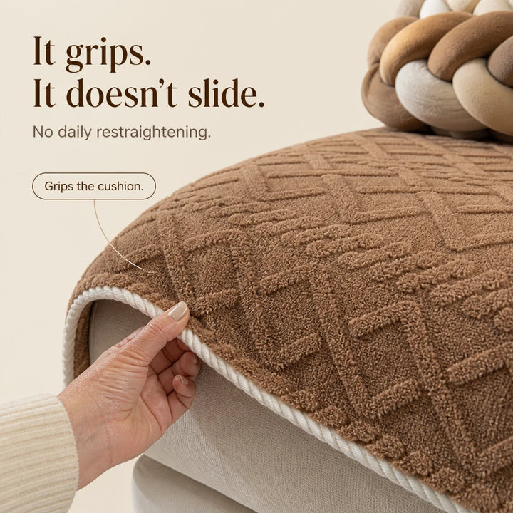 Crosselle – Cross-Grid Velvet-Look Sofa Cover