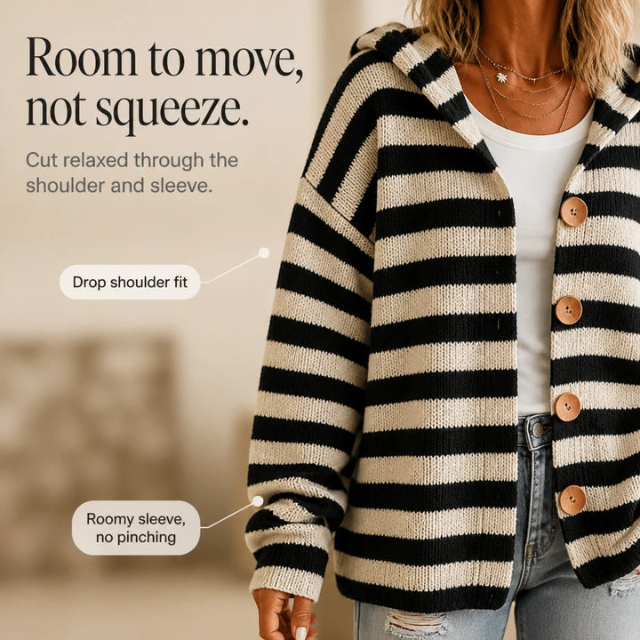 Stripa – Striped Hooded Knit Cardigan
