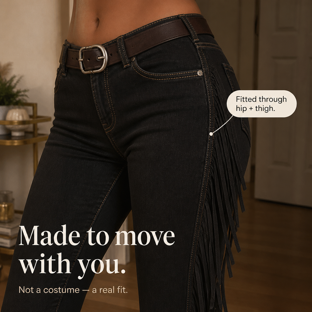 Elarosa – Western Fringe Bell Flare Jeans