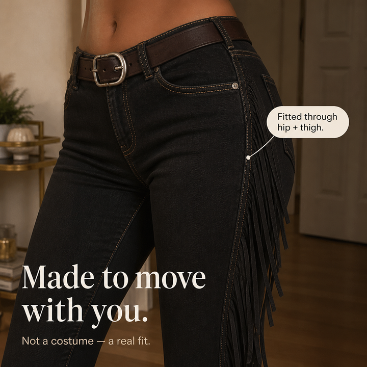 Elarosa – Western Fringe Bell Flare Jeans