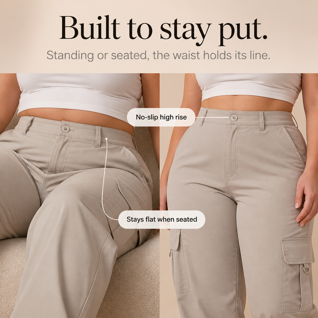 Waistline – High-Waisted Straight-Leg Cargo Pants