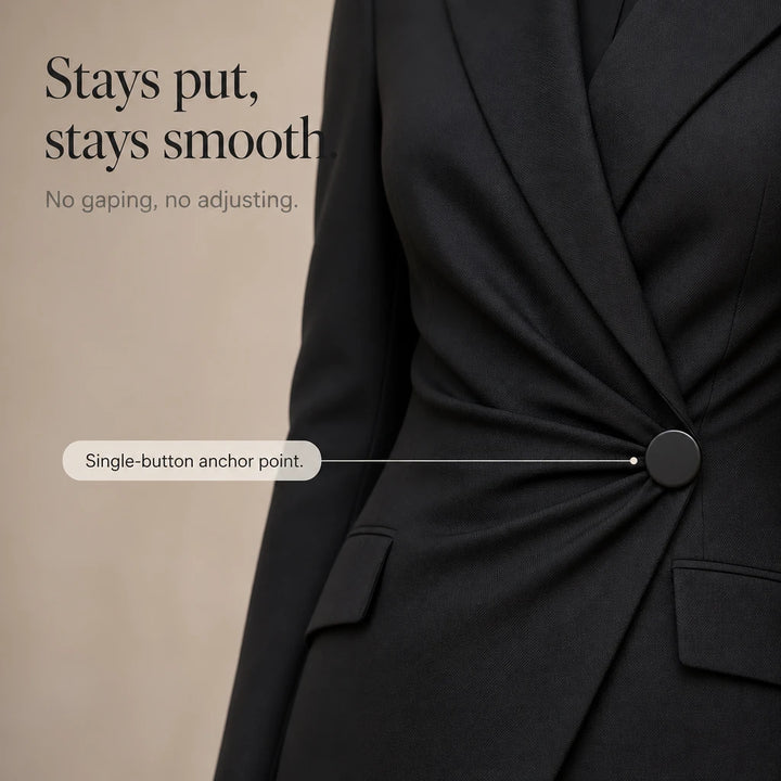 Velaire – Asymmetrical Wrap Linen-Look Blazer