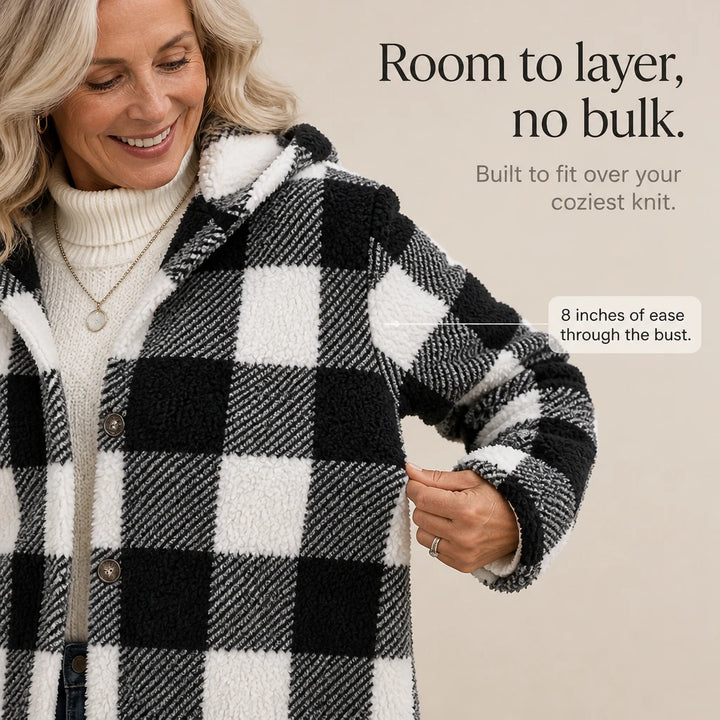 PlaidHaven – Buffalo Plaid Hooded Fleece Coat