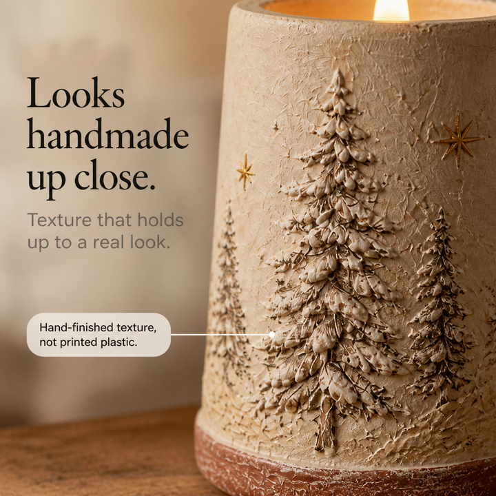 Hearthglow – Hand-Painted Rustic LED Pillar Candle (2 piece set)