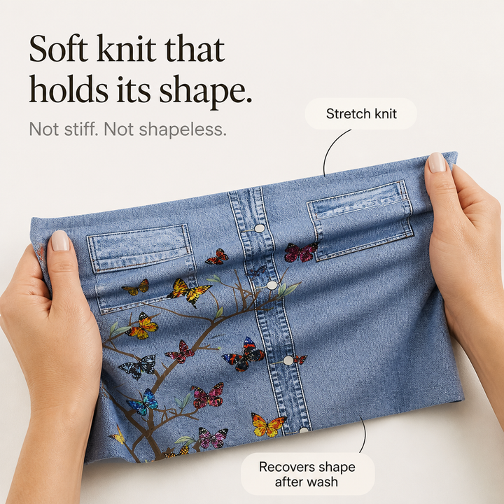 Denimly – Botanical Embroidered Denim-Look Tank Top