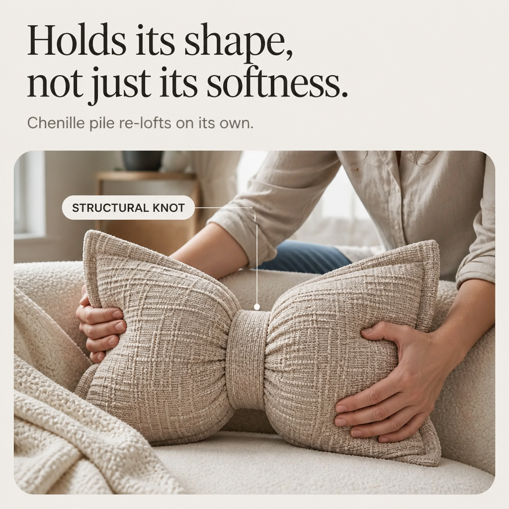 Bowsoft – Chenille Look Bow-Shaped Throw Pillow