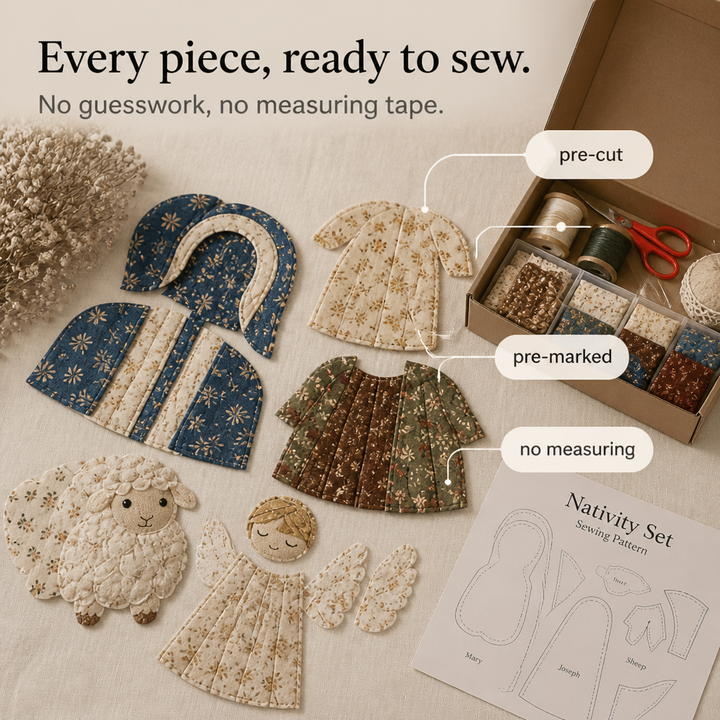 Heirloom & Hollow – Patchwork Fabric Nativity Sewing Kit