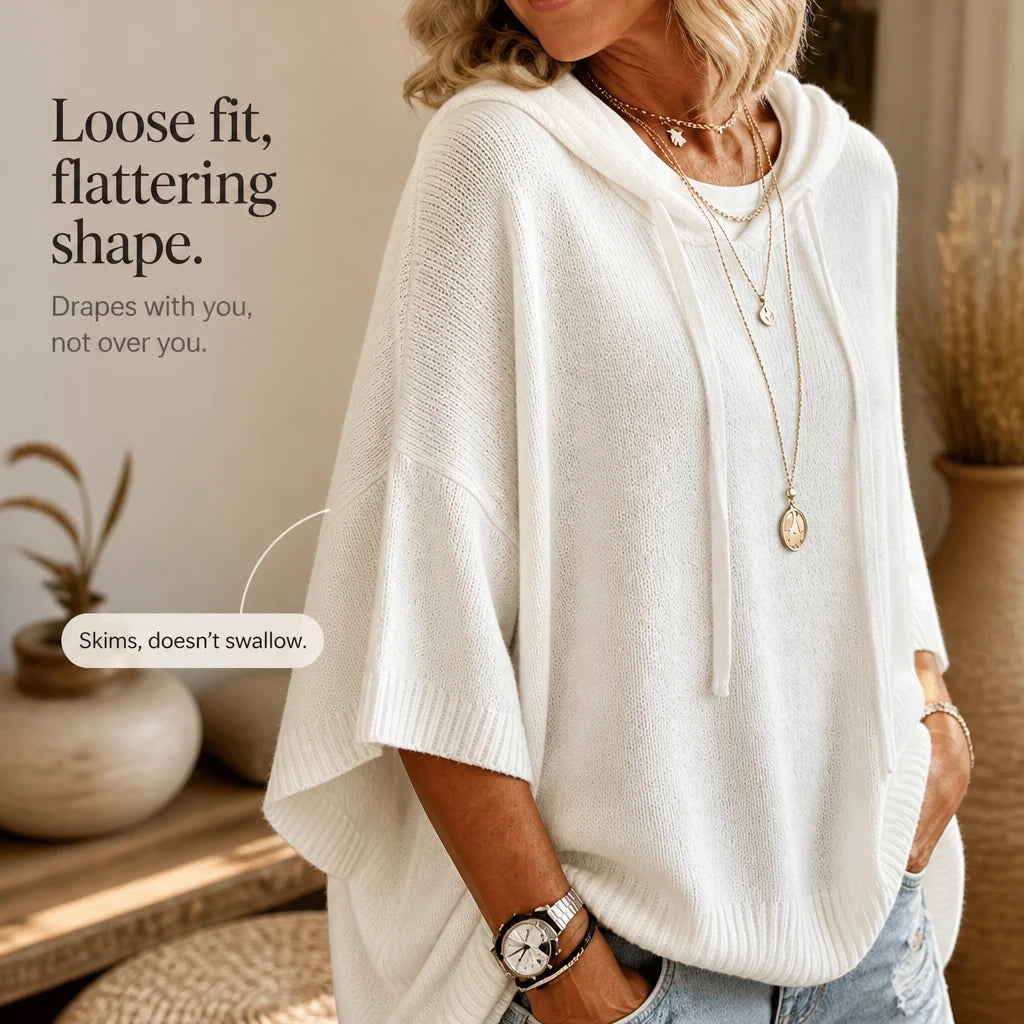 Vintrel – Oversized Open-Knit Distressed Hem Hoodie
