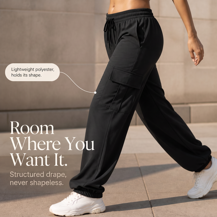 CargoEase – High-Waisted Wide-Leg Cargo Joggers