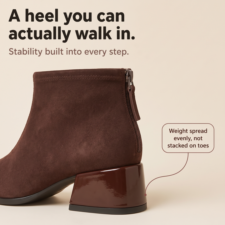 Solvera – Pointed-Toe Chunky Heel Ankle Boots