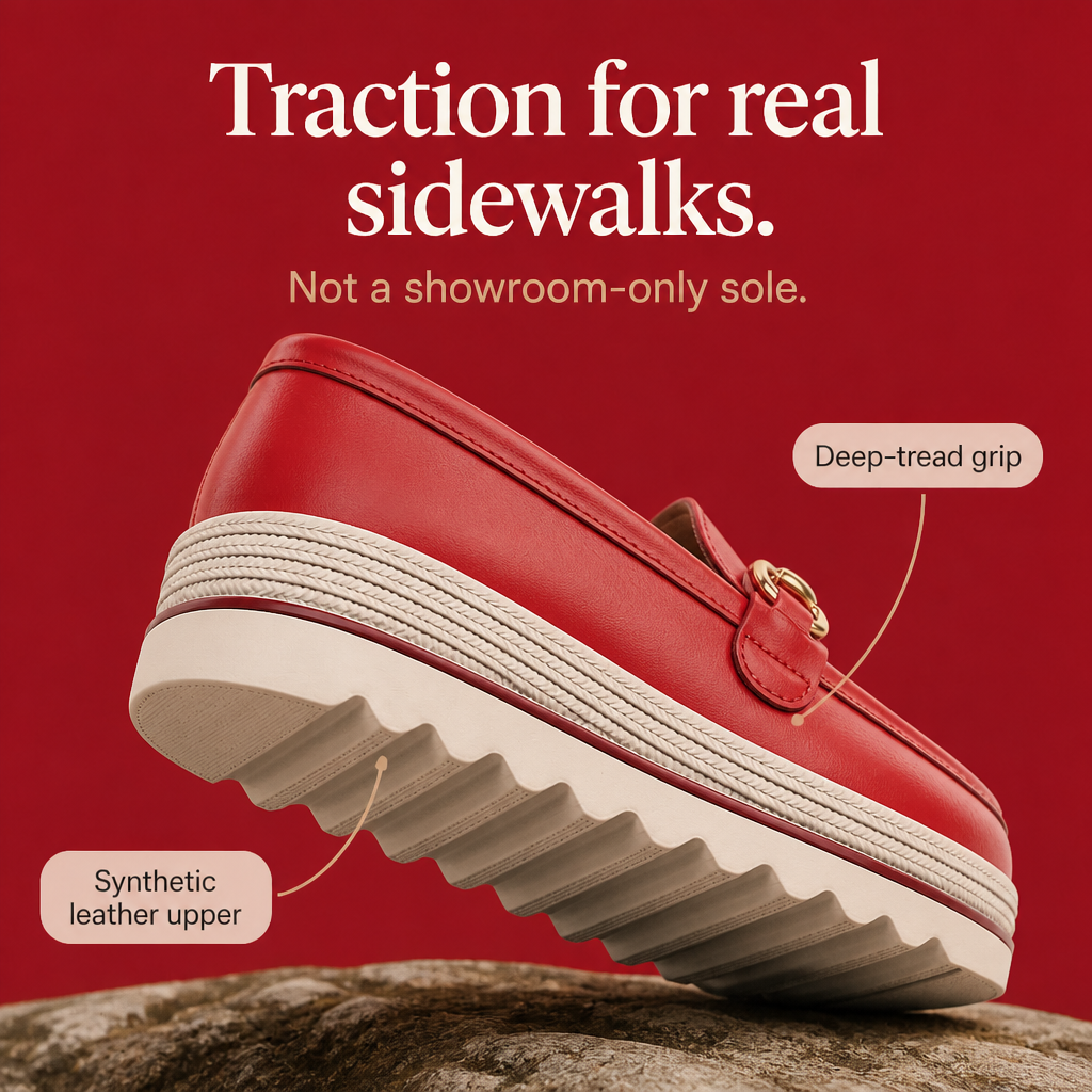 Clarelle – Steel-look Clasp Lug Sole Loafers