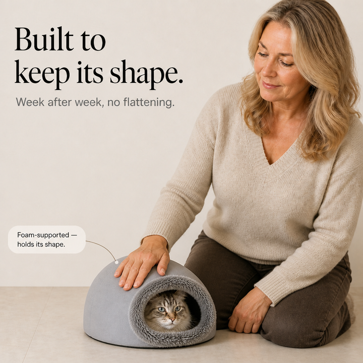 Denwarm – Enclosed Foam Dome Cave Pet Bed