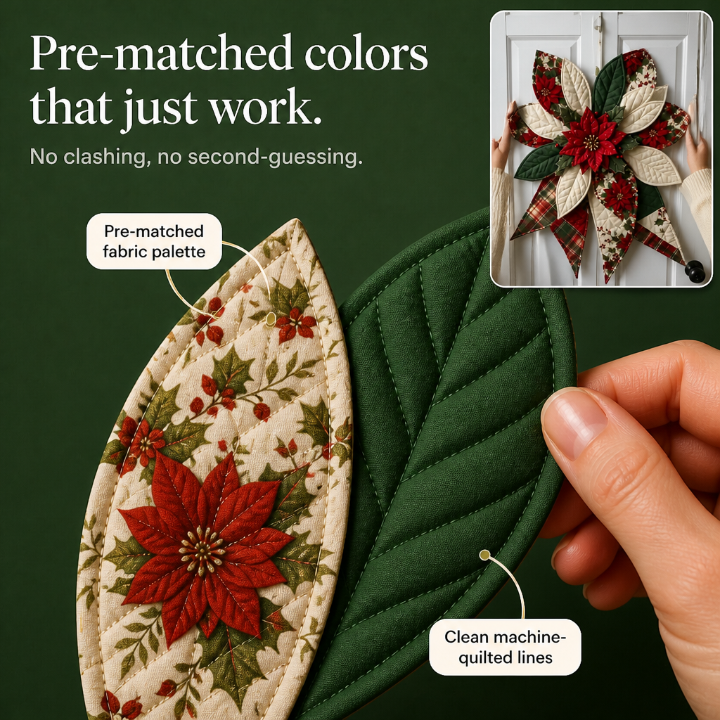 Patchwork & Bow – Quilted Poinsettia Christmas Bow Sewing Kit