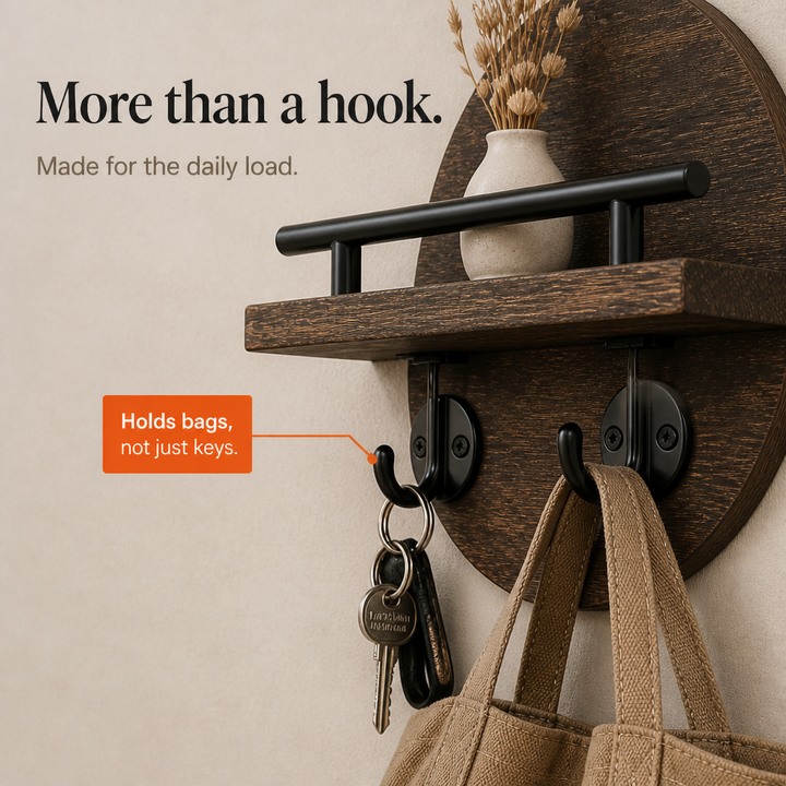 Keyhaven – Wall-Mounted Entryway Shelf With Double Hooks