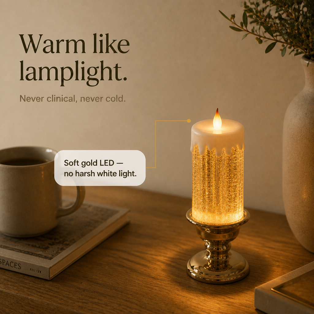 Glowlume – Swirling Glitter LED Glow Candle