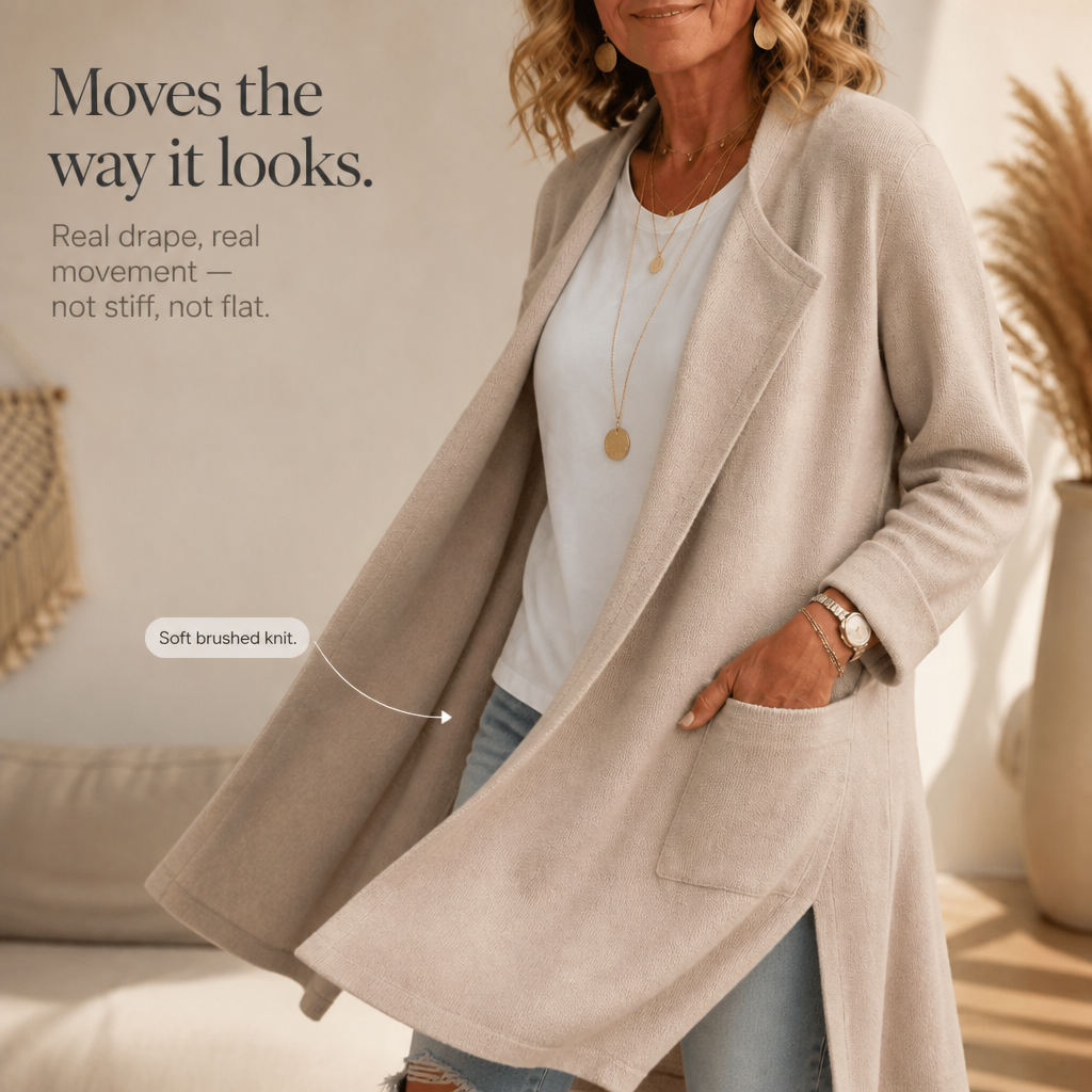 Wrapelle – Open-Front Longline Knit Cardigan Coat