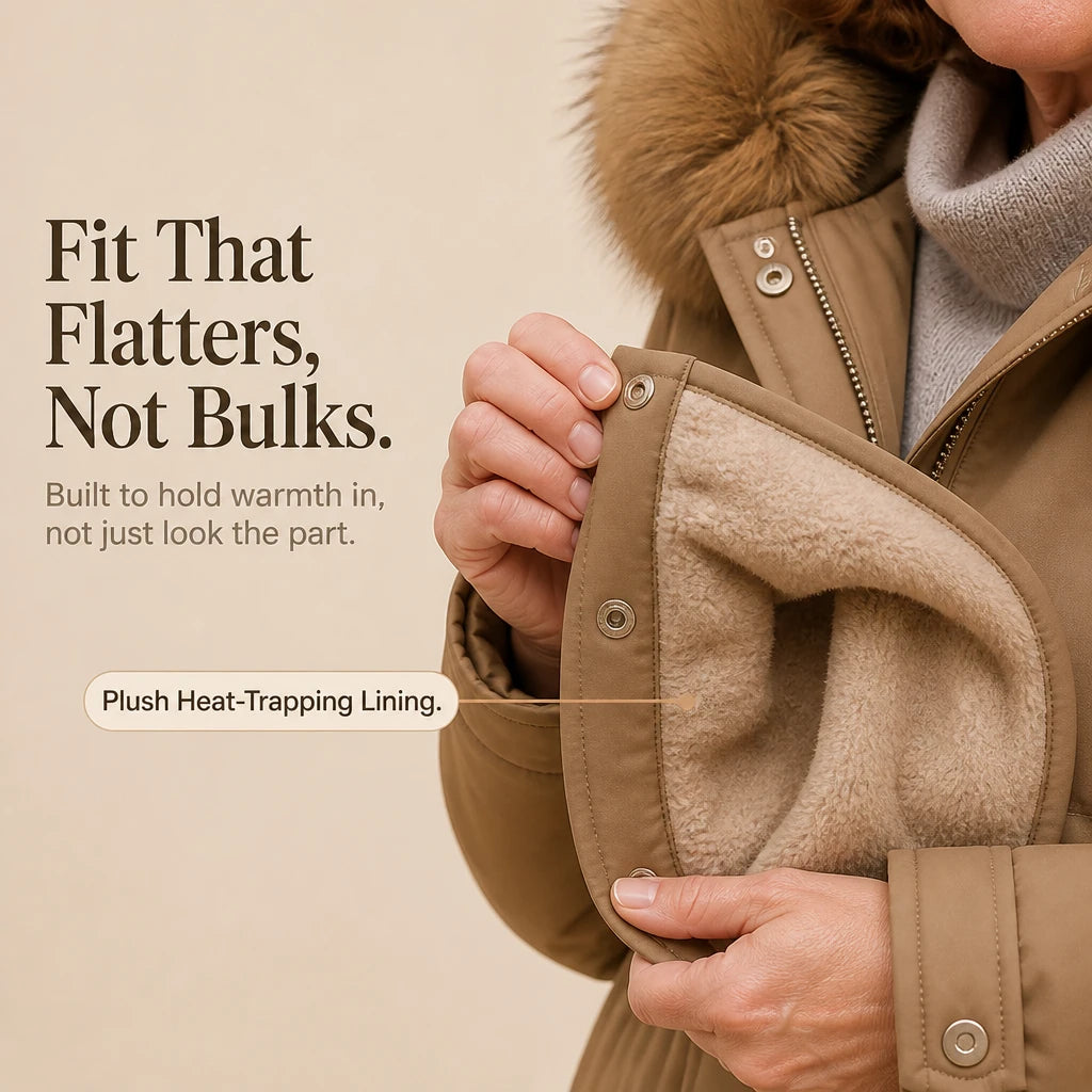 Velora – Plush-Lined Mid-Length Parka