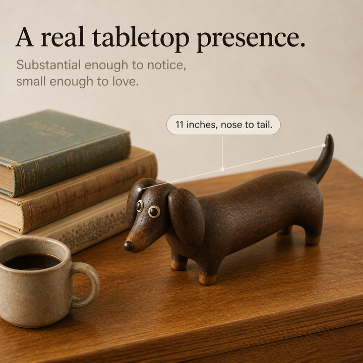 Oakhollow – Carved Walnut-Finish Dachshund Sculpture