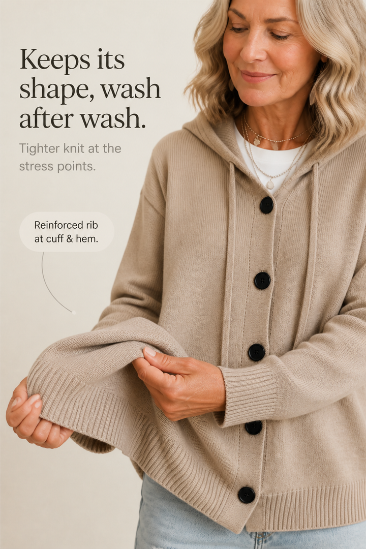 Wearbella – Hooded Ribbed Knit Drawstring Cardigan