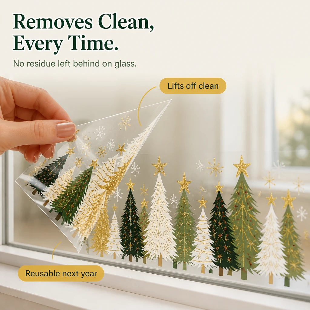 Pine & Merry – Christmas Tree And Snowflake Window Stickers