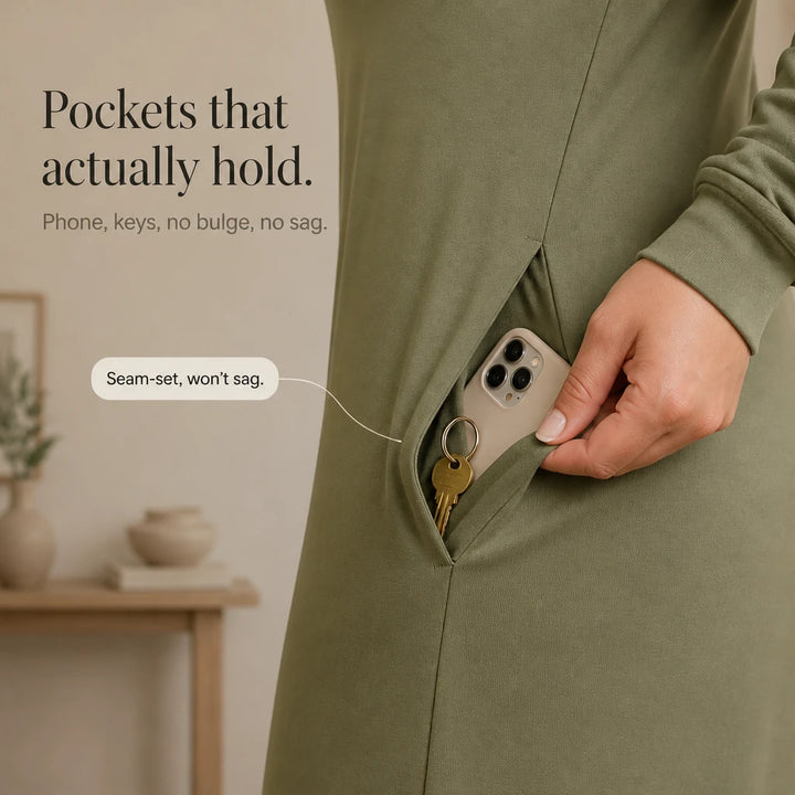 Easehaven – Hooded Pocket Knit Maxi Dress