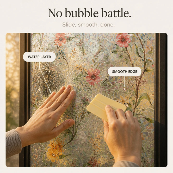 Lumiella – Embossed Floral Stained-Glass Window Film