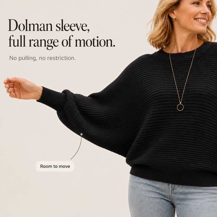 Ribbella – Ribbed Dolman-Sleeve Knit Sweater