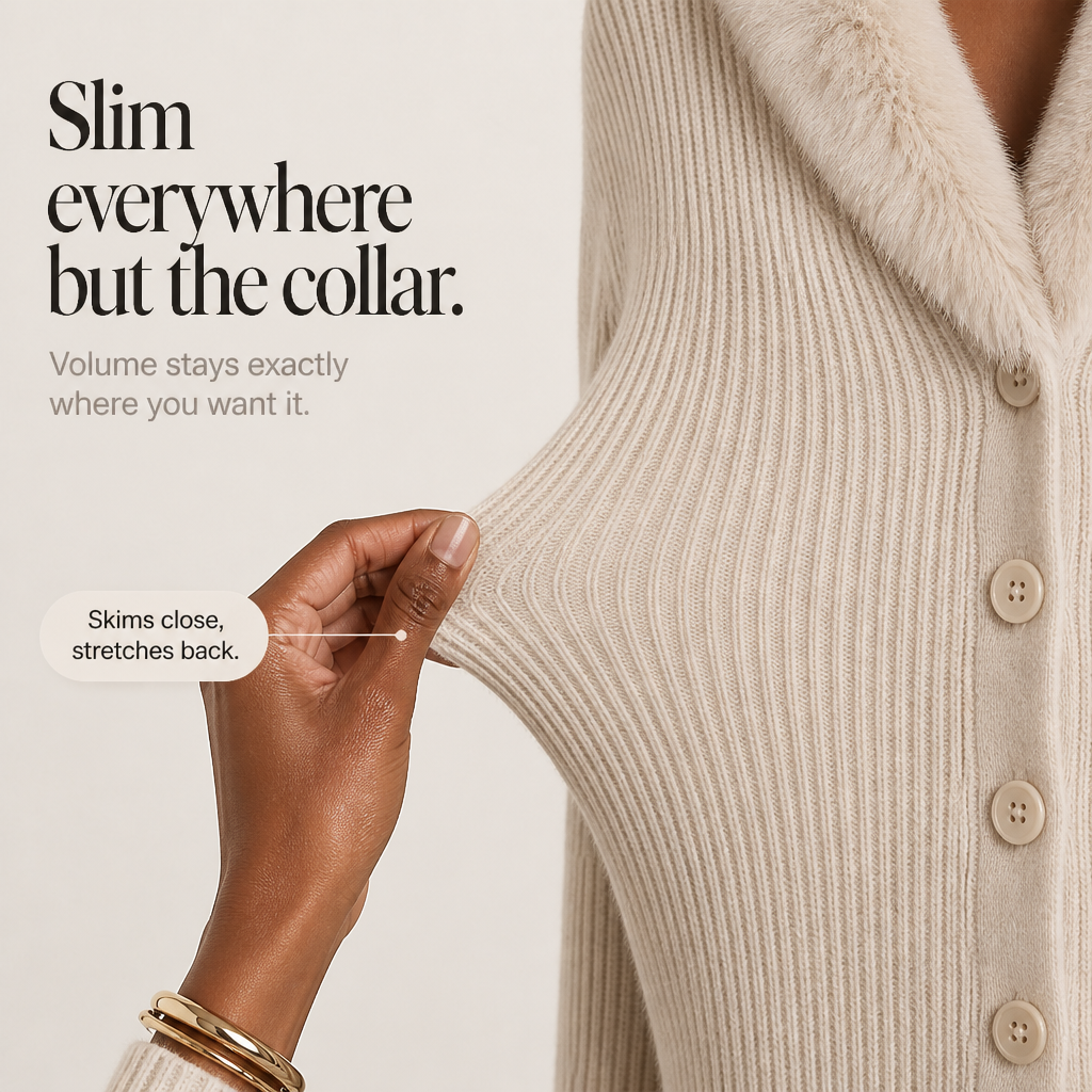 Shaguna – Shaggy Collar Ribbed Knit Cardigan