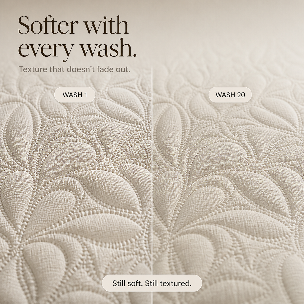 Beddura – Embossed Floral Washed Cotton Comforter Set