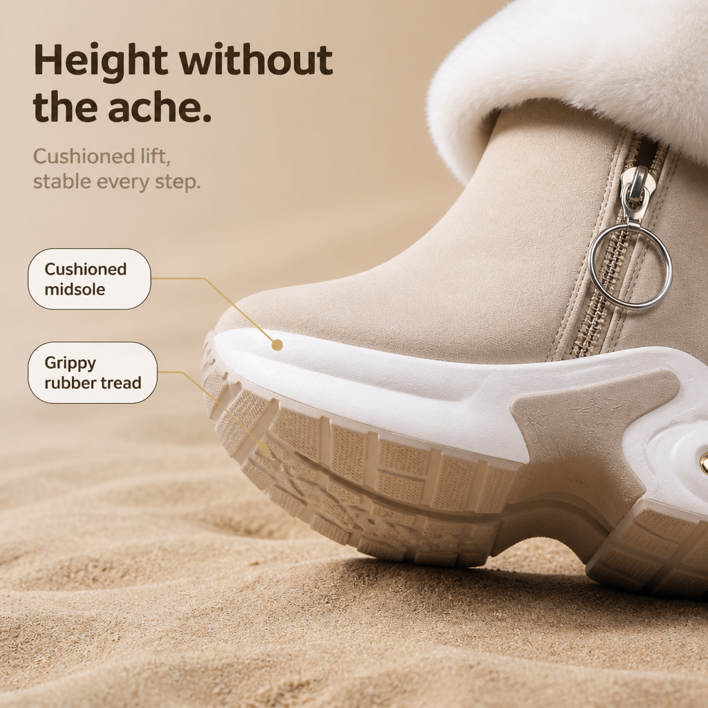 CozyLift – Plush-Cuff Zip-Up Ankle Boots