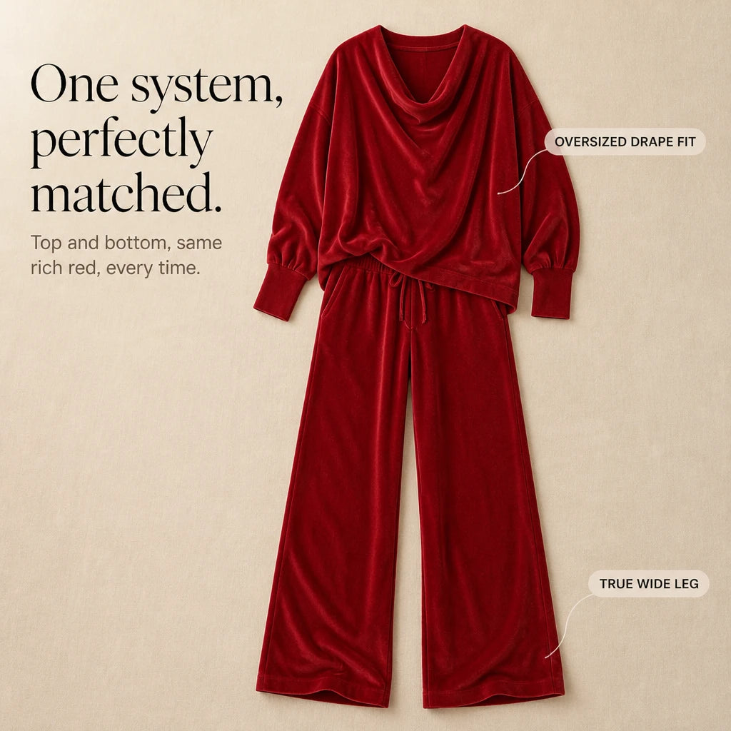 Pleat & Ease – Pleated Sweater And Wide-Leg Pants Set