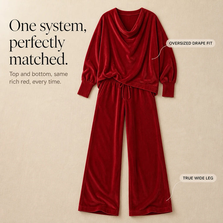 Pleat & Ease – Pleated Sweater And Wide-Leg Pants Set