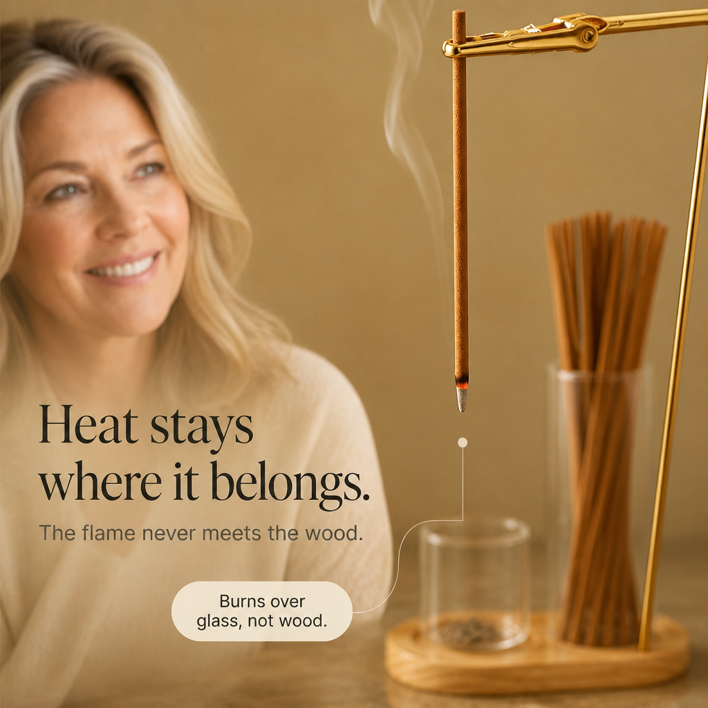 Ashvia – Two-Cup Glass Ash-Catching Incense Holder