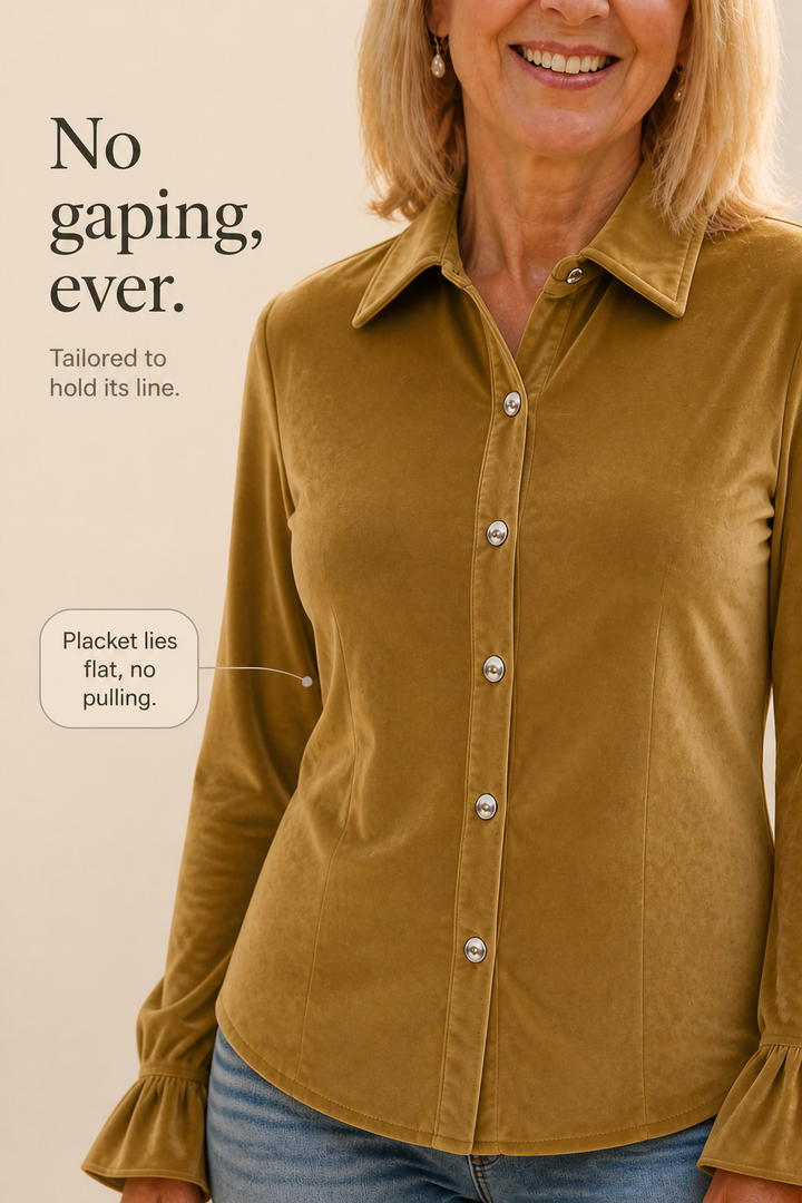 Verbette – Ruffle Cuff Button-Front Blouse