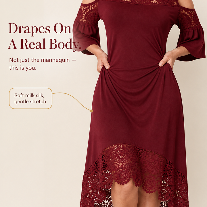 Wearbella – Off-Shoulder Lace Hem Midi Dress