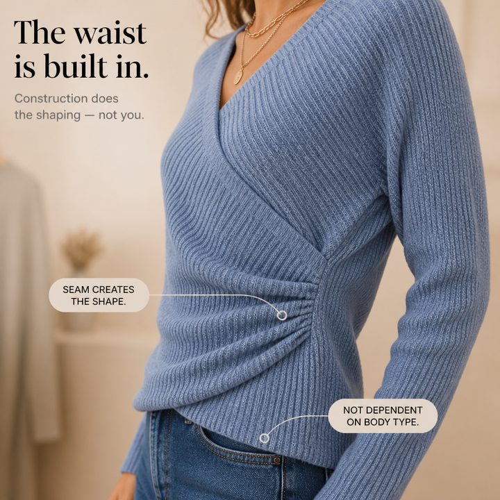 Cinchable – Crossover Wrap V-Neck Knit Top