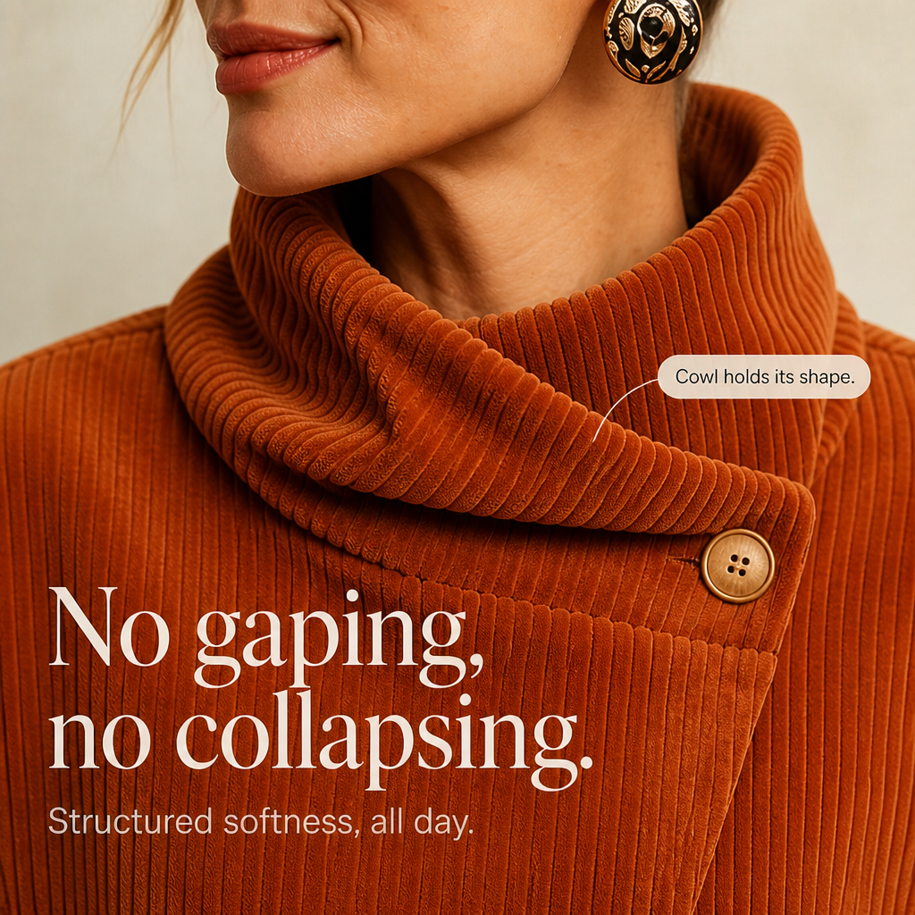 Draperly – Asymmetric Wrap Neckline Corduroy Jacket