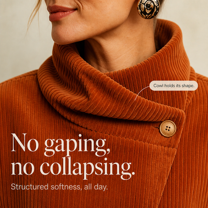 Draperly – Asymmetric Wrap Neckline Corduroy Jacket