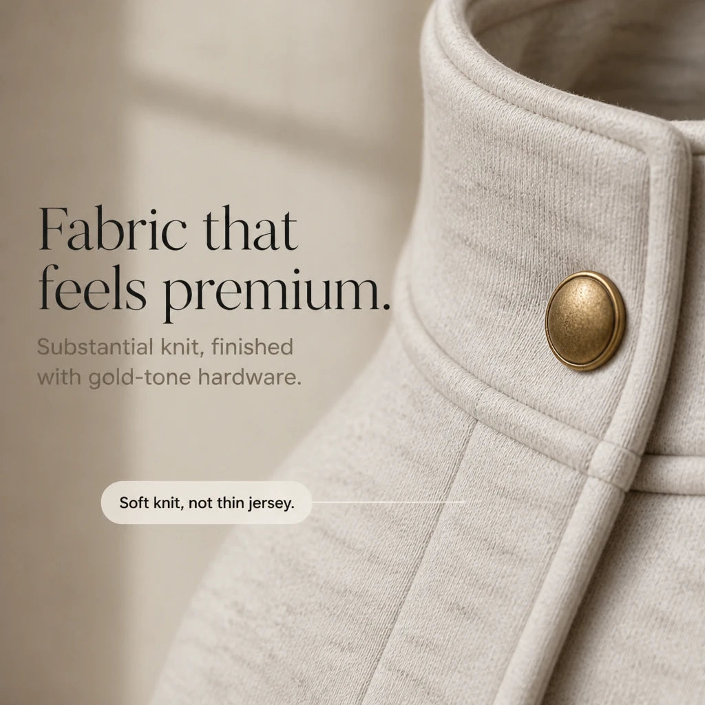 Easewell – French Terry Button-Up Jacket And Wide-Leg Pants Set ...