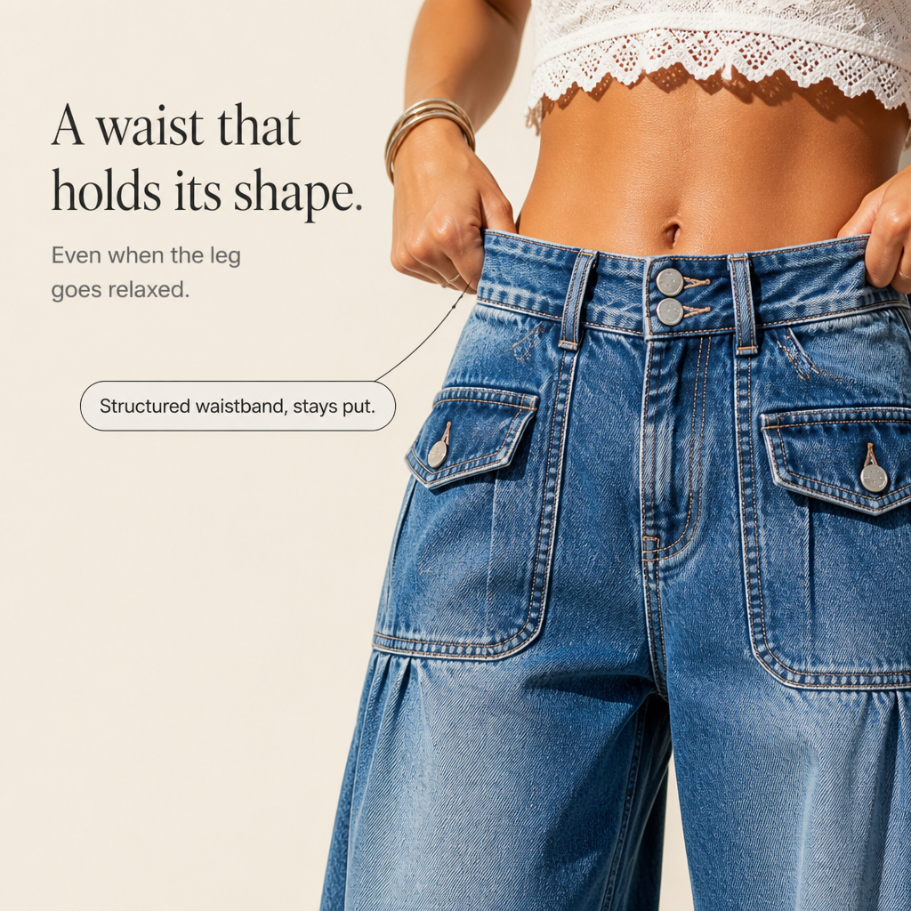 Barrelette – Tie-Hem High-Waisted Barrel Leg Jeans