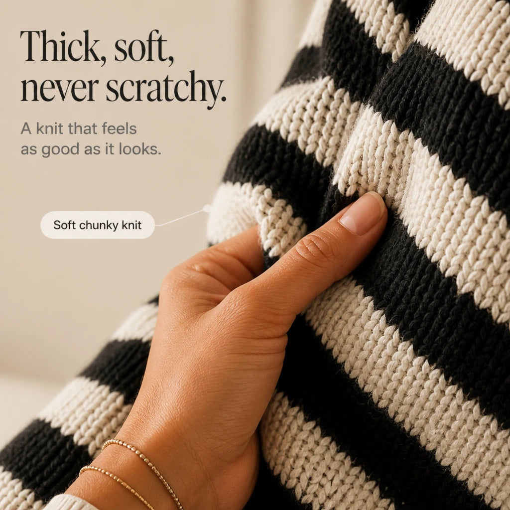 Stripa – Striped Hooded Knit Cardigan