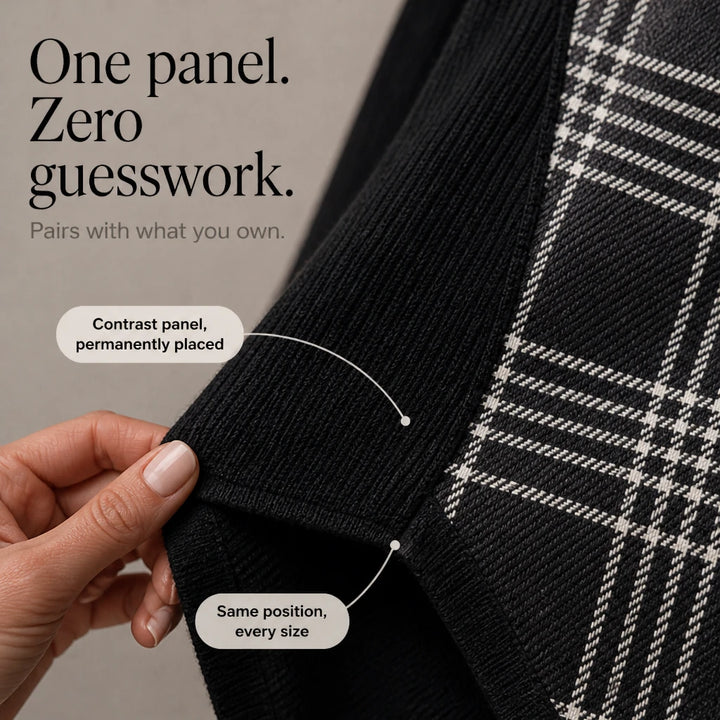 Plaidelle – Asymmetrical Plaid Panel Knit Sweater