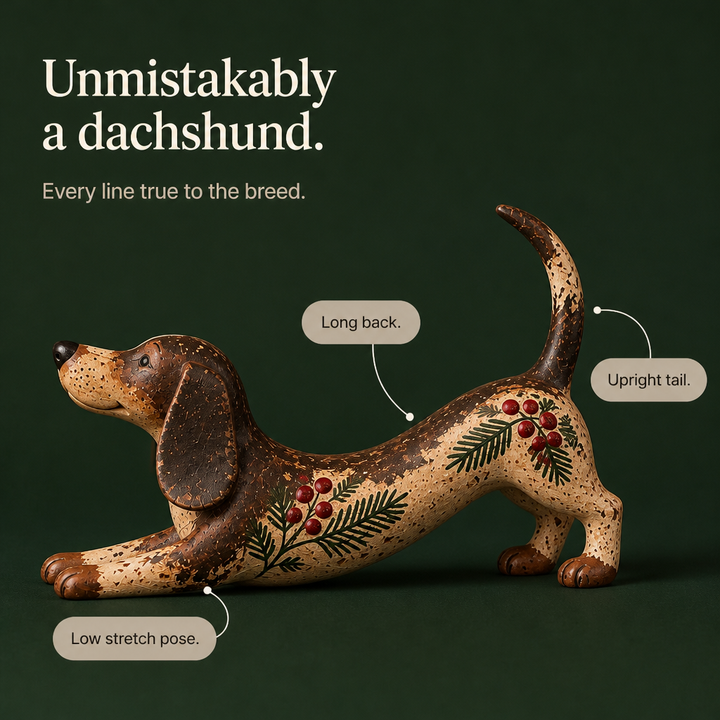 Holly Hound – Evergreen Berry Dachshund Christmas Figurine