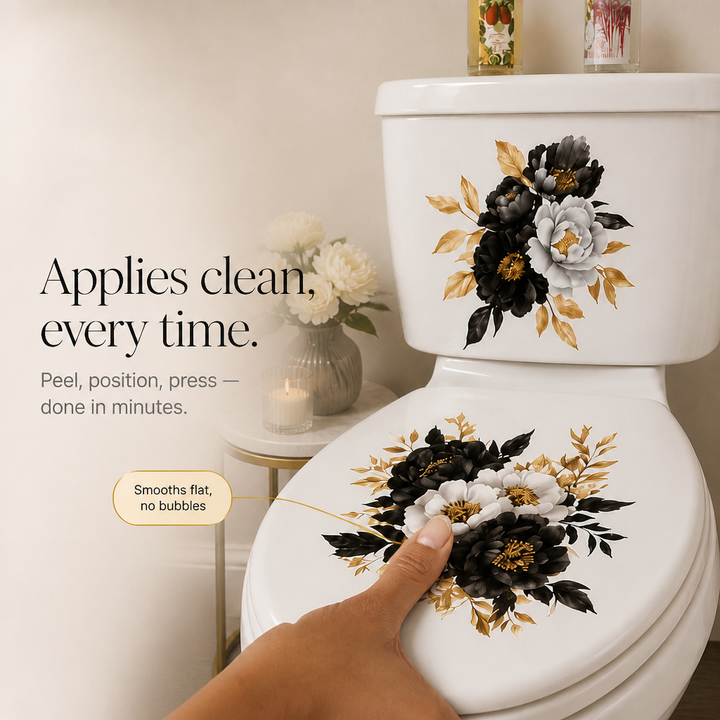 Pearlflora – Layered Floral PVC Toilet Decal Set