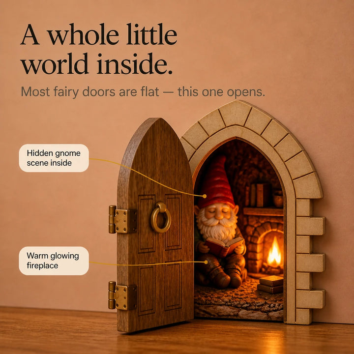 Hearthhollow – Illuminated Hidden Gnome Scene Miniature Door