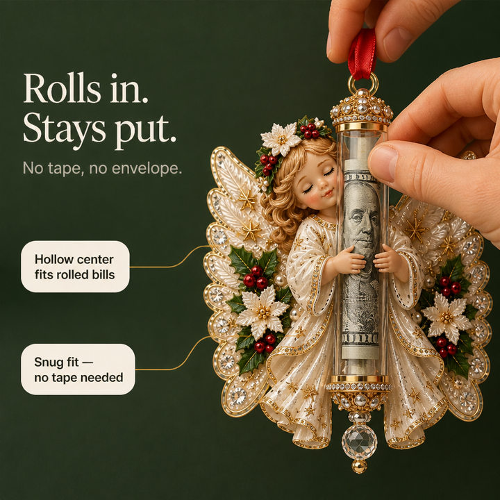 Angelwynn – Hollow-Center Cash-Roll Angel Ornament