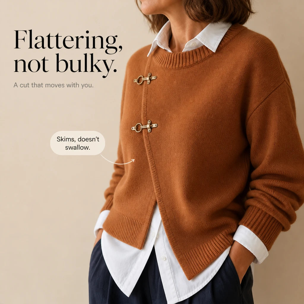 Caramelia – Asymmetric Toggle-Front Knit Cardigan