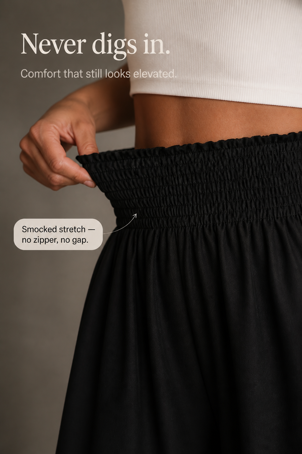 Wearbella – Smocked Waist Ruffled Hem Wide Leg Pants